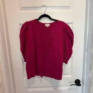 Periwinkle by Barlow Fuchsia Puff Sleeve TShirt